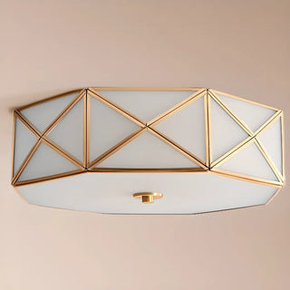 ZOWALA - Bedroom Octagonal Drum Gold Flush Mount Ceiling Light Image - 16