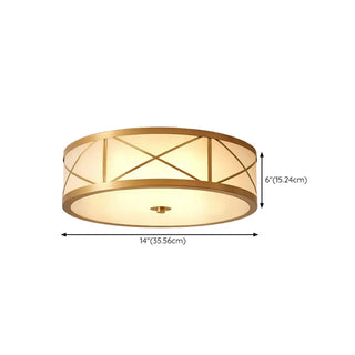 ZOWALA - Bedroom Octagonal Drum Gold Flush Mount Ceiling Light #size