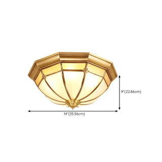 ZOWALA - Bedroom Octagonal Drum Gold Flush Mount Ceiling Light Image - 22