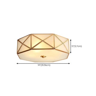 ZOWALA - Bedroom Octagonal Drum Gold Flush Mount Ceiling Light Image - 24