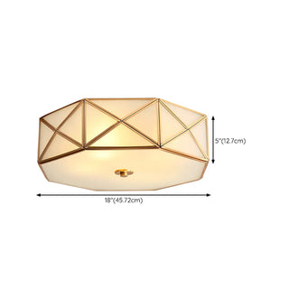 ZOWALA - Bedroom Octagonal Drum Gold Flush Mount Ceiling Light Image - 25