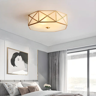 ZOWALA - Bedroom Octagonal Drum Gold Flush Mount Ceiling Light Image - 3