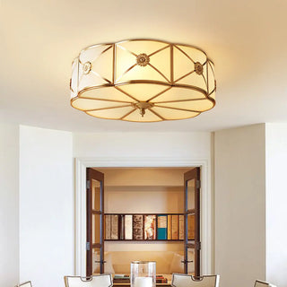 ZOWALA - Bedroom Octagonal Drum Gold Flush Mount Ceiling Light Image - 4