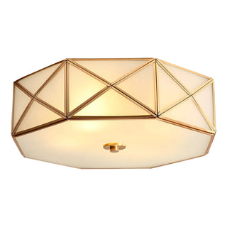 ZOWALA - Bedroom Octagonal Drum Gold Flush Mount Ceiling Light Image - 5