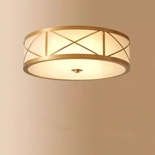 ZOWALA - Bedroom Octagonal Drum Gold Flush Mount Ceiling Light Image - 7