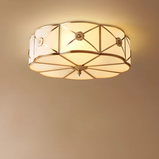 ZOWALA - Bedroom Octagonal Drum Gold Flush Mount Ceiling Light Image - 8