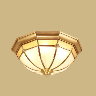 ZOWALA - Bedroom Octagonal Drum Gold Flush Mount Ceiling Light Image - 9