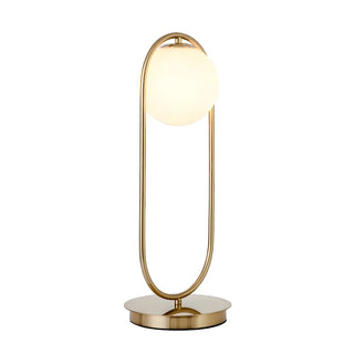 Modern Gold Oval Metal Frame White Globe Table Lamp Zawala Image - 14