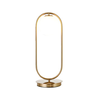 Modern Gold Oval Metal Frame White Globe Table Lamp Zawala Image - 15