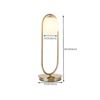 Modern Gold Oval Metal Frame White Globe Table Lamp Zawala Image - 17