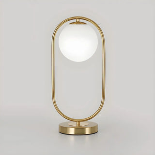 Modern Gold Oval Metal Frame White Globe Table Lamp Zawala Image - 6