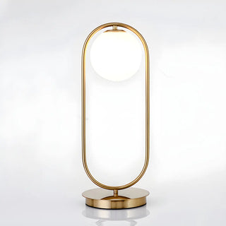 Modern Gold Oval Metal Frame White Globe Table Lamp Zawala Image - 7