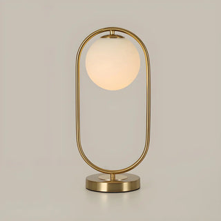Modern Gold Oval Metal Frame White Globe Table Lamp Zawala Image - 8