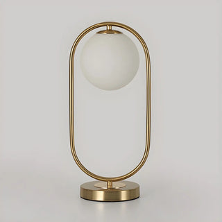 Modern Gold Oval Metal Frame White Globe Table Lamp Zawala Image - 9