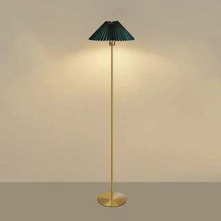 ZOWALA - Gold Pleated Fabric Bedside Floor Lamp Image - 11