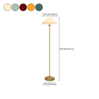 ZOWALA - Gold Pleated Fabric Bedside Floor Lamp #size