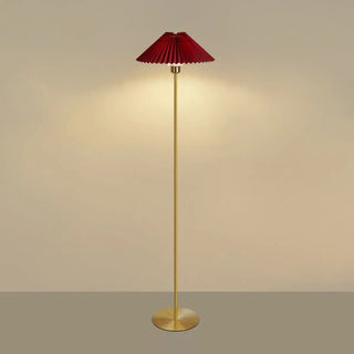 ZOWALA - Gold Pleated Fabric Bedside Floor Lamp Image - 4