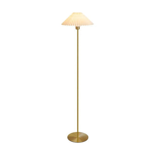 ZOWALA - Gold Pleated Fabric Bedside Floor Lamp Image - 5