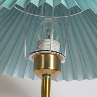 ZOWALA - Gold Pleated Fabric Bedside Floor Lamp Image - 7