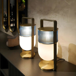 ZOWALA - Gold Portable Glass Lantern Table Lamp Image - 1