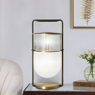 ZOWALA - Gold Portable Glass Lantern Table Lamp Image - 2