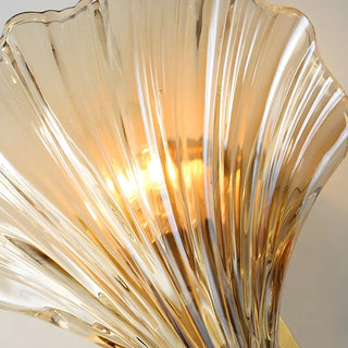 ZOWALA - Gold Ribbed Glass Shell Wall Sconce Image - 10