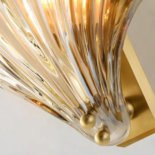 ZOWALA - Gold Ribbed Glass Shell Wall Sconce Image - 11