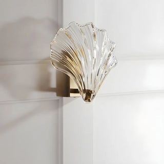 ZOWALA - Gold Ribbed Glass Shell Wall Sconce Image - 14