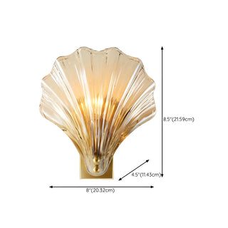 ZOWALA - Gold Ribbed Glass Shell Wall Sconce #size