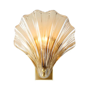 ZOWALA - Gold Ribbed Glass Shell Wall Sconce Image - 8