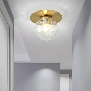 ZOWALA - Gold Ripple Glass Globe Semi-Flush Mount Light Image - 10