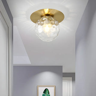 ZOWALA - Gold Ripple Glass Globe Semi-Flush Mount Light Image - 11