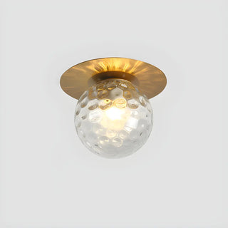 ZOWALA - Gold Ripple Glass Globe Semi-Flush Mount Light Image - 12