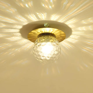 ZOWALA - Gold Ripple Glass Globe Semi-Flush Mount Light Image - 13