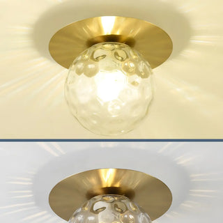 ZOWALA - Gold Ripple Glass Globe Semi-Flush Mount Light Image - 15