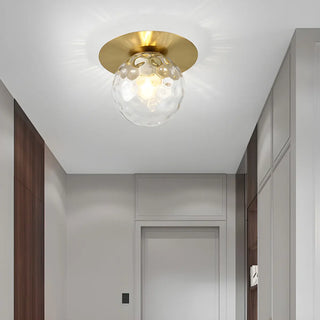 ZOWALA - Gold Ripple Glass Globe Semi-Flush Mount Light Image - 1