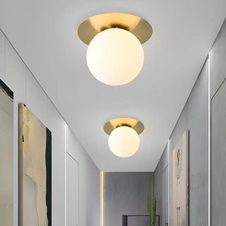 ZOWALA - Gold Ripple Glass Globe Semi-Flush Mount Light Image - 2