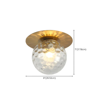 ZOWALA - Gold Ripple Glass Globe Semi-Flush Mount Light #size