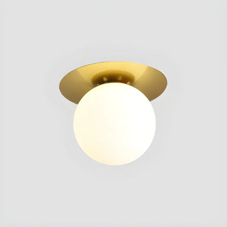 ZOWALA - Gold Ripple Glass Globe Semi-Flush Mount Light Image - 4