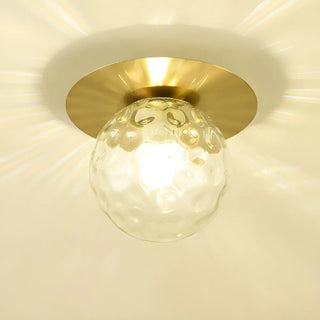 ZOWALA - Gold Ripple Glass Globe Semi-Flush Mount Light Image - 6
