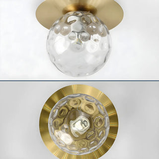 ZOWALA - Gold Ripple Glass Globe Semi-Flush Mount Light Image - 8