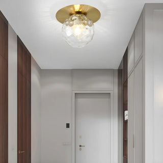 ZOWALA - Gold Ripple Glass Globe Semi-Flush Mount Light Image - 9