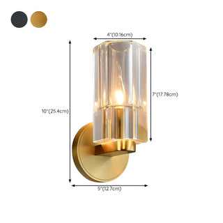 Gold Base Modern Clear Crystal Cylinder Vanity Light Zawala #size