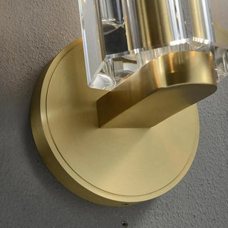 Gold Base Modern Clear Crystal Cylinder Vanity Light Zawala Image - 9