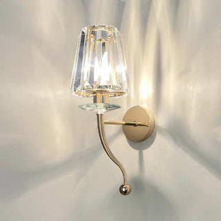 Stylish Clear Crystal Cylinder Gold Metal Wall Sconce Zawala Image - 11