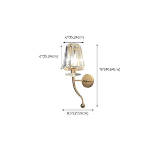 Stylish Clear Crystal Cylinder Gold Metal Wall Sconce Zawala #size
