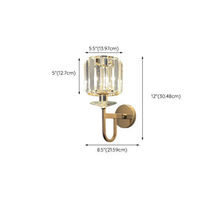 Stylish Clear Crystal Cylinder Gold Metal Wall Sconce Zawala Image - 17