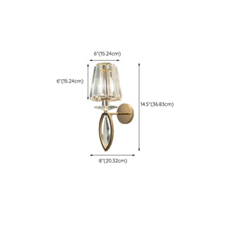 Stylish Clear Crystal Cylinder Gold Metal Wall Sconce Zawala Image - 18
