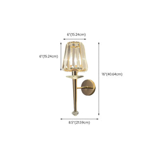 Stylish Clear Crystal Cylinder Gold Metal Wall Sconce Zawala Image - 20