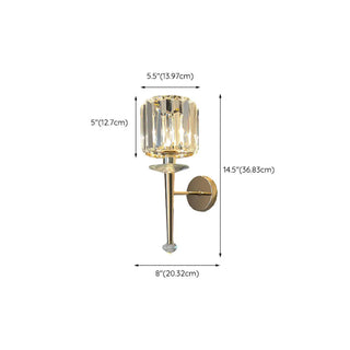Stylish Clear Crystal Cylinder Gold Metal Wall Sconce Zawala Image - 21